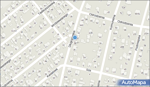 Radom, Długojowska, 38, mapa Radomia