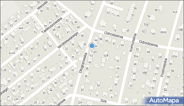 Radom, Długojowska, 42A, mapa Radomia