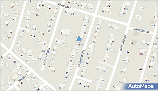 Radom, Długojowska, 69, mapa Radomia