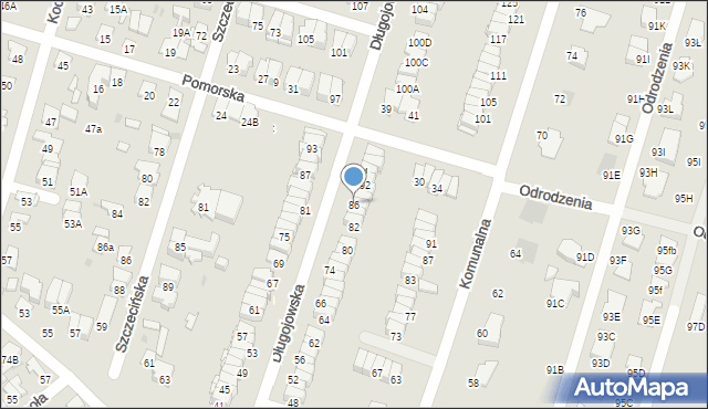 Radom, Długojowska, 86, mapa Radomia