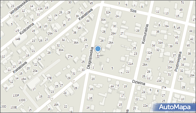 Radom, Długojowska, 22, mapa Radomia