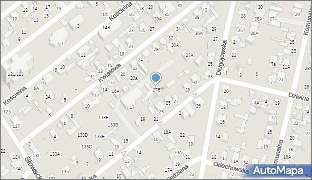 Radom, Długojowska, 27E, mapa Radomia