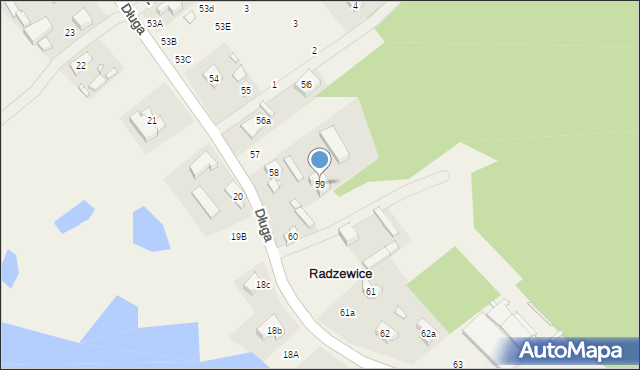 Radzewice, Długa, 59, mapa Radzewice