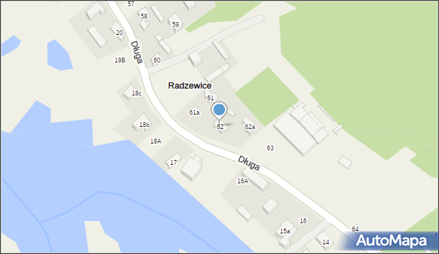 Radzewice, Długa, 62, mapa Radzewice