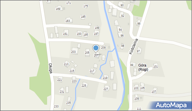 Rogi, Długa, 207, mapa Rogi