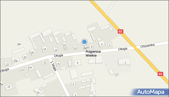 Rogienice Wielkie, Długa, 10a, mapa Rogienice Wielkie