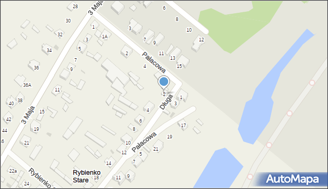 Rybienko Stare, Długa, 2, mapa Rybienko Stare