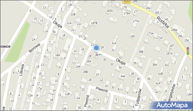Rybnik, Długa, 28, mapa Rybnika