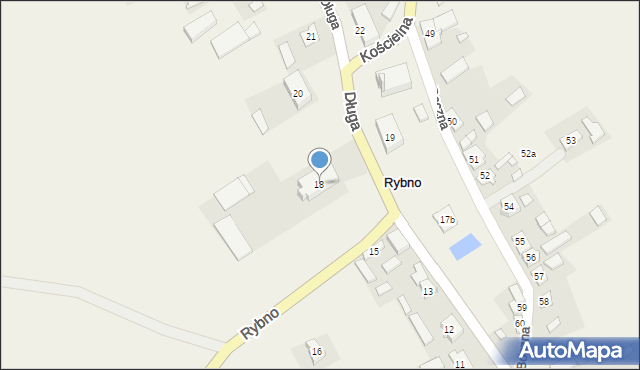 Rybno, Długa, 18, mapa Rybno