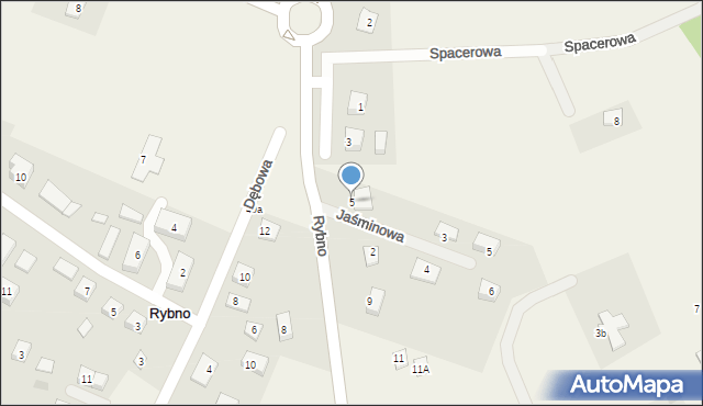 Rybno, Długa, 5, mapa Rybno