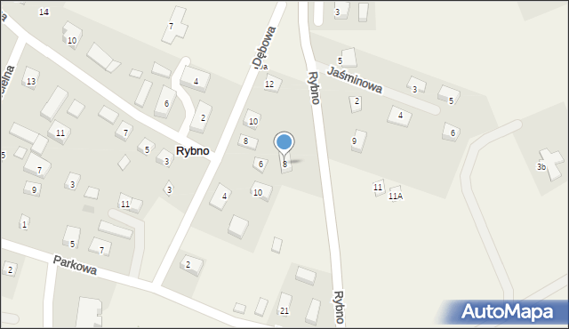 Rybno, Długa, 8, mapa Rybno