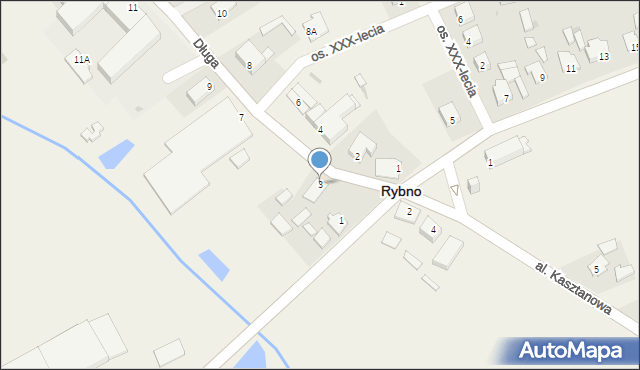 Rybno, Długa, 3, mapa Rybno