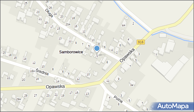 Samborowice, Długa, 1, mapa Samborowice