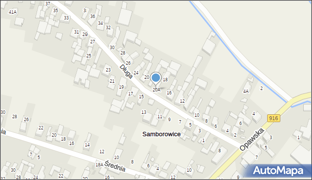 Samborowice, Długa, 20A, mapa Samborowice