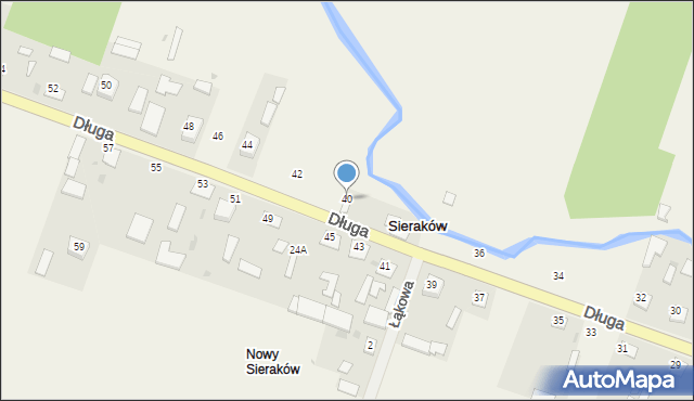 Sieraków, Długa, 40, mapa Sieraków