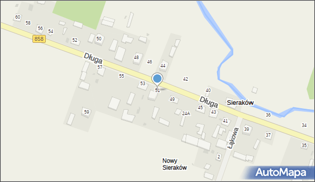 Sieraków, Długa, 51, mapa Sieraków