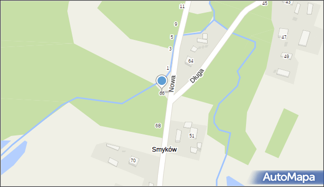 Smyków, Długa, 66, mapa Smyków