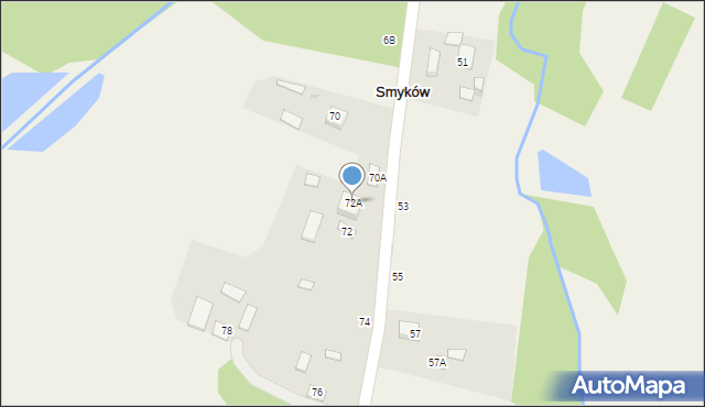 Smyków, Długa, 72A, mapa Smyków
