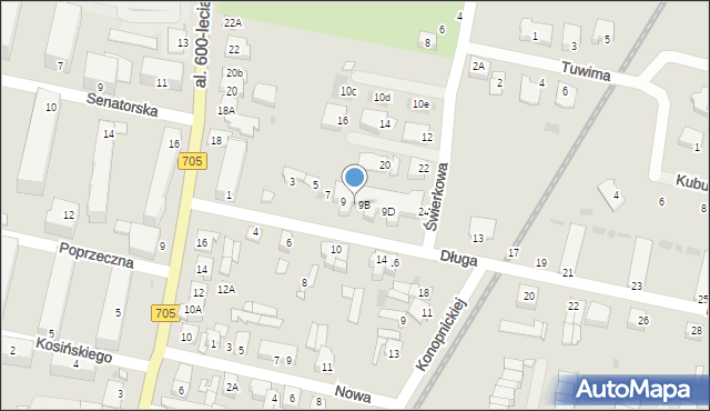 Sochaczew, Długa, 9a, mapa Sochaczew