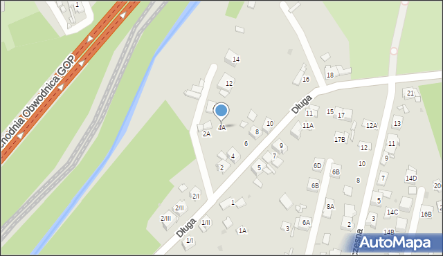 Sosnowiec, Długa, 4A, mapa Sosnowca