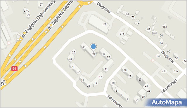 Sosnowiec, Długosza Jana, 39, mapa Sosnowca