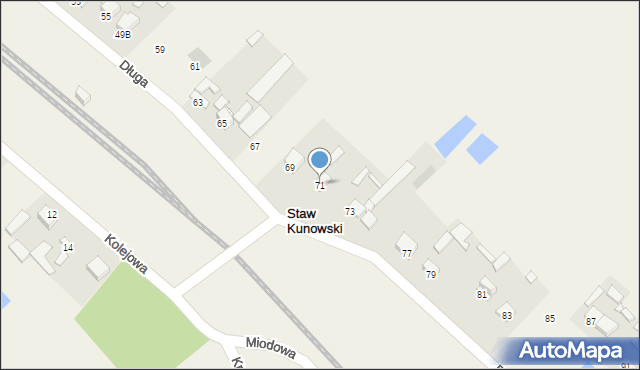 Staw Kunowski, Długa, 71, mapa Staw Kunowski