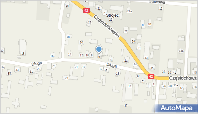 Strojec, Długa, 6, mapa Strojec