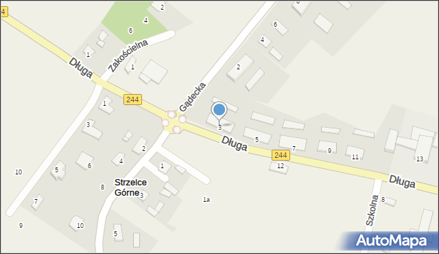 Strzelce Górne, Długa, 3, mapa Strzelce Górne