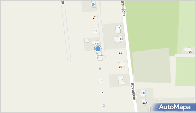 Strzelęcin, Długa, 11, mapa Strzelęcin