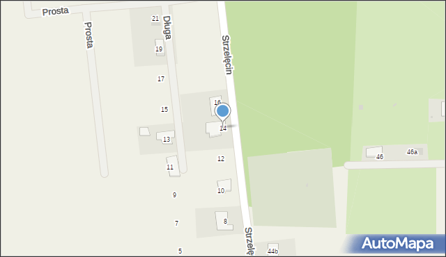 Strzelęcin, Długa, 14, mapa Strzelęcin