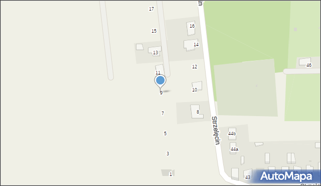 Strzelęcin, Długa, 9, mapa Strzelęcin