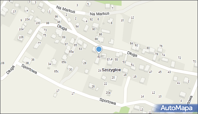 Szczyglice, Długa, 61, mapa Szczyglice