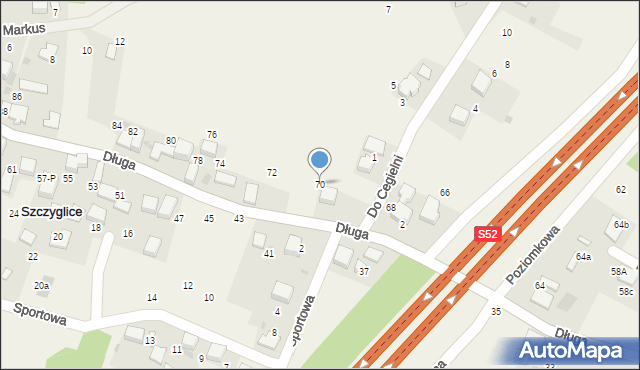 Szczyglice, Długa, 70, mapa Szczyglice