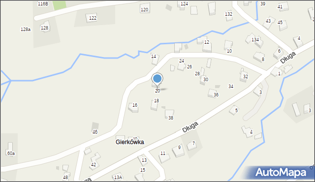 Targanice, Długa, 20, mapa Targanice