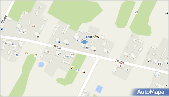 Teklinów, Długa, 28, mapa Teklinów