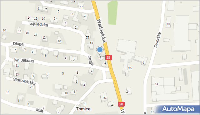 Tomice, Długa, 4, mapa Tomice