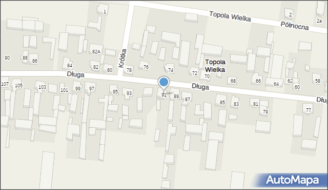 Topola Wielka, Długa, 91, mapa Topola Wielka