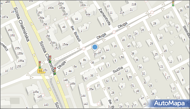 Toruń, Długa, 10, mapa Torunia