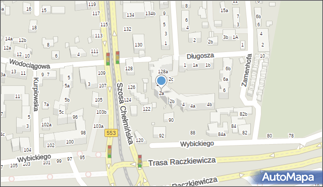 Toruń, Długosza Jana, 2a, mapa Torunia