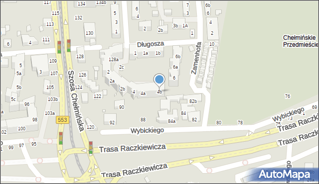 Toruń, Długosza Jana, 4b, mapa Torunia