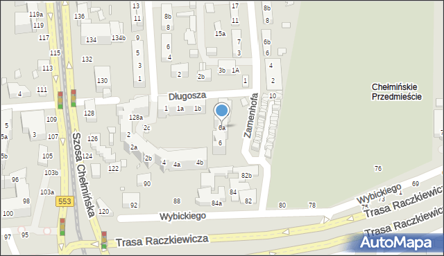 Toruń, Długosza Jana, 6a, mapa Torunia