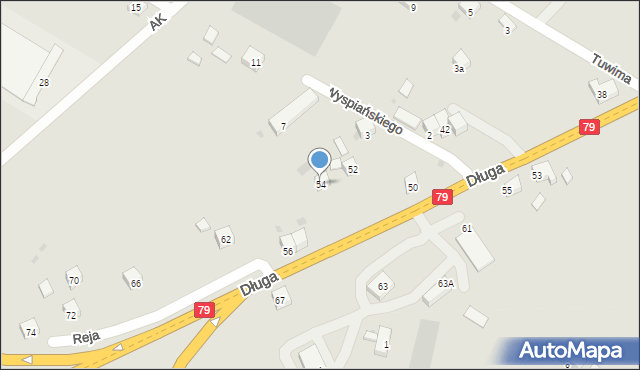 Trzebinia, Długa, 54, mapa Trzebinia