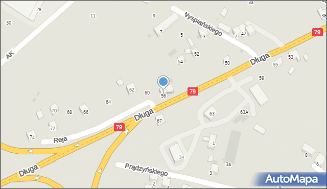 Trzebinia, Długa, 58, mapa Trzebinia