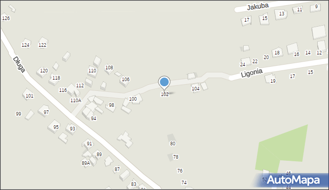Tychy, Długa, 102, mapa Tychów