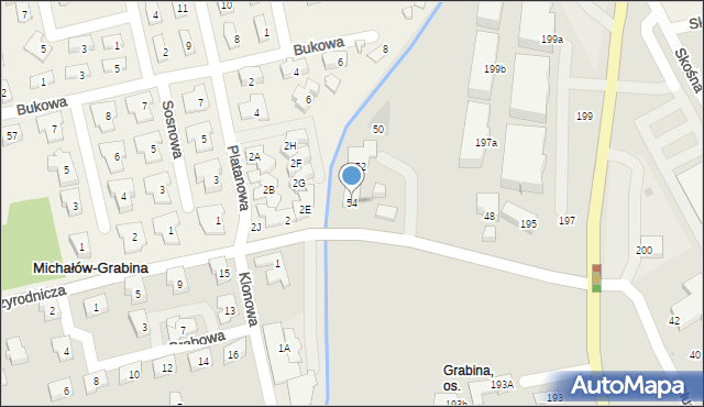 Warszawa, Długorzeczna, 54, mapa Warszawy