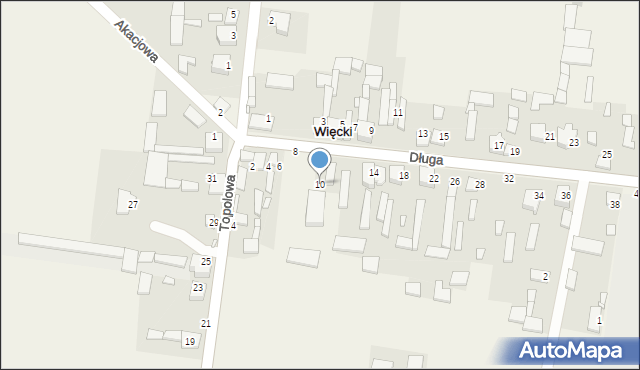 Więcki, Długa, 10, mapa Więcki