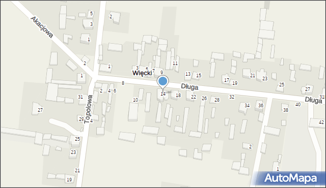Więcki, Długa, 14, mapa Więcki
