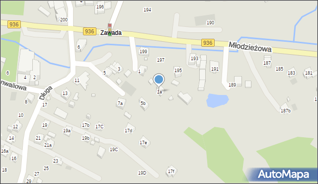 Wodzisław Śląski, Długa, 1a, mapa Wodzisławia Śląskiego