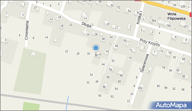 Wola Filipowska, Długa, 36, mapa Wola Filipowska