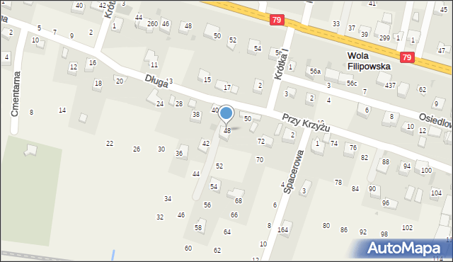 Wola Filipowska, Długa, 48, mapa Wola Filipowska